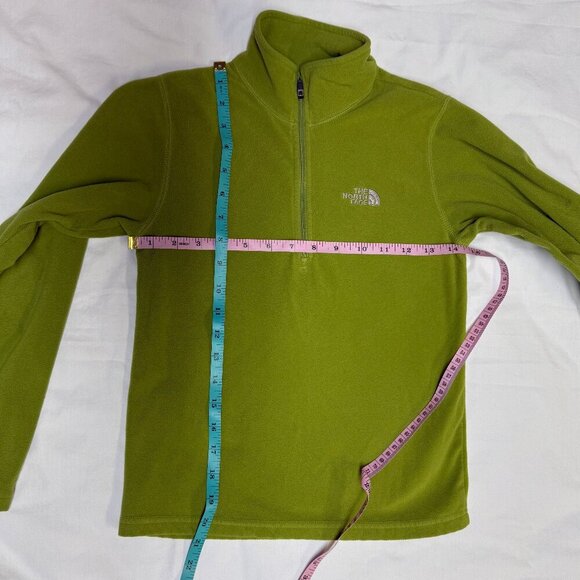 North Face Boys TKA 100 Glacier ¼ Zip Fleece Pullover, Lime Green, SIze Small - Picture 7 of 9
